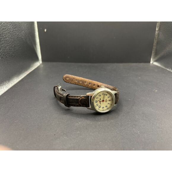 Timex Expedition Watch Women's Silver Tone 22 Indiglo WR50 Brown Leather Band - Picture 11 of 14